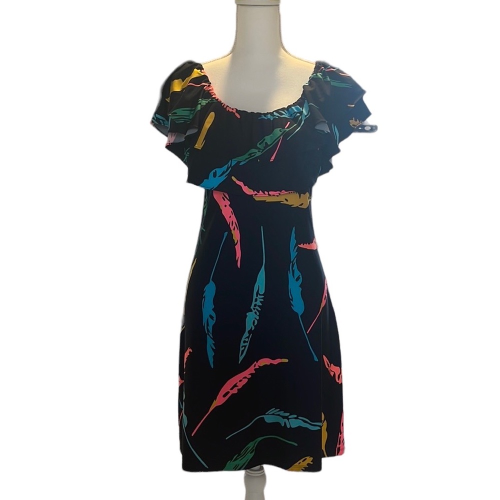 Vintage Y2K Julie Brown Beautiful & Colorful Tiered Ruffled Bodice  Sz Sm P